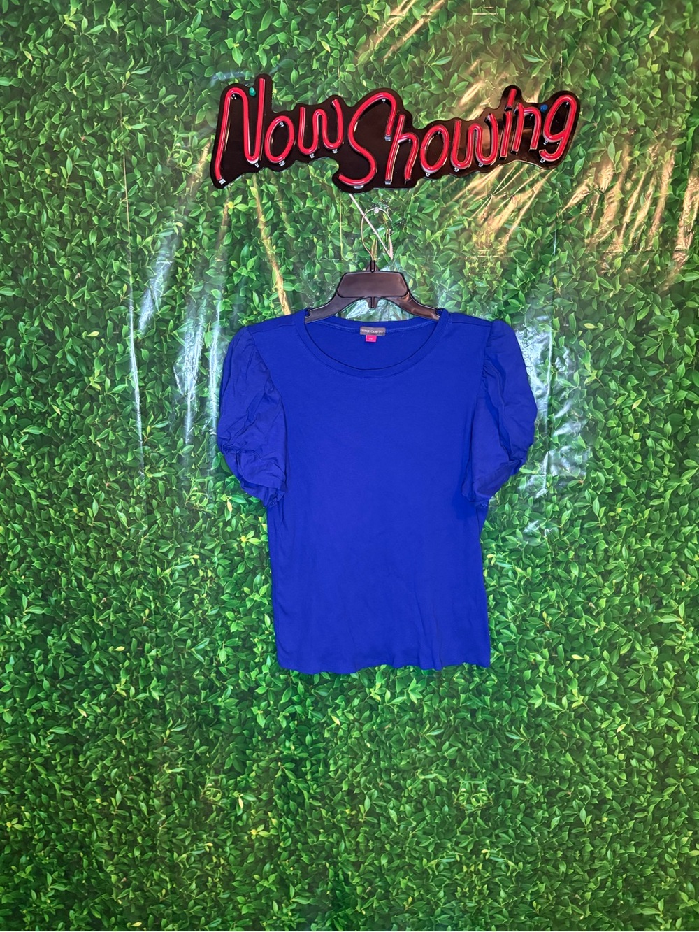 Vince Camuto Royal Blue Puff Sleeve Crewneck Top